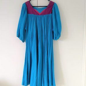 Vintage 80s turquoise blue daydress napdress housedress
